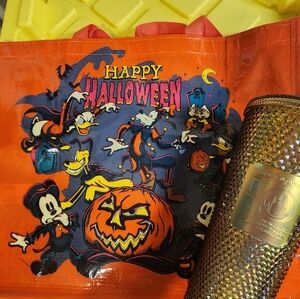 Starbucks 50th anniversary Disney cup and Halloween bag